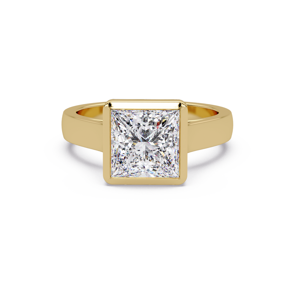 Modern Bezel Set Princess Cut Diamond Ring