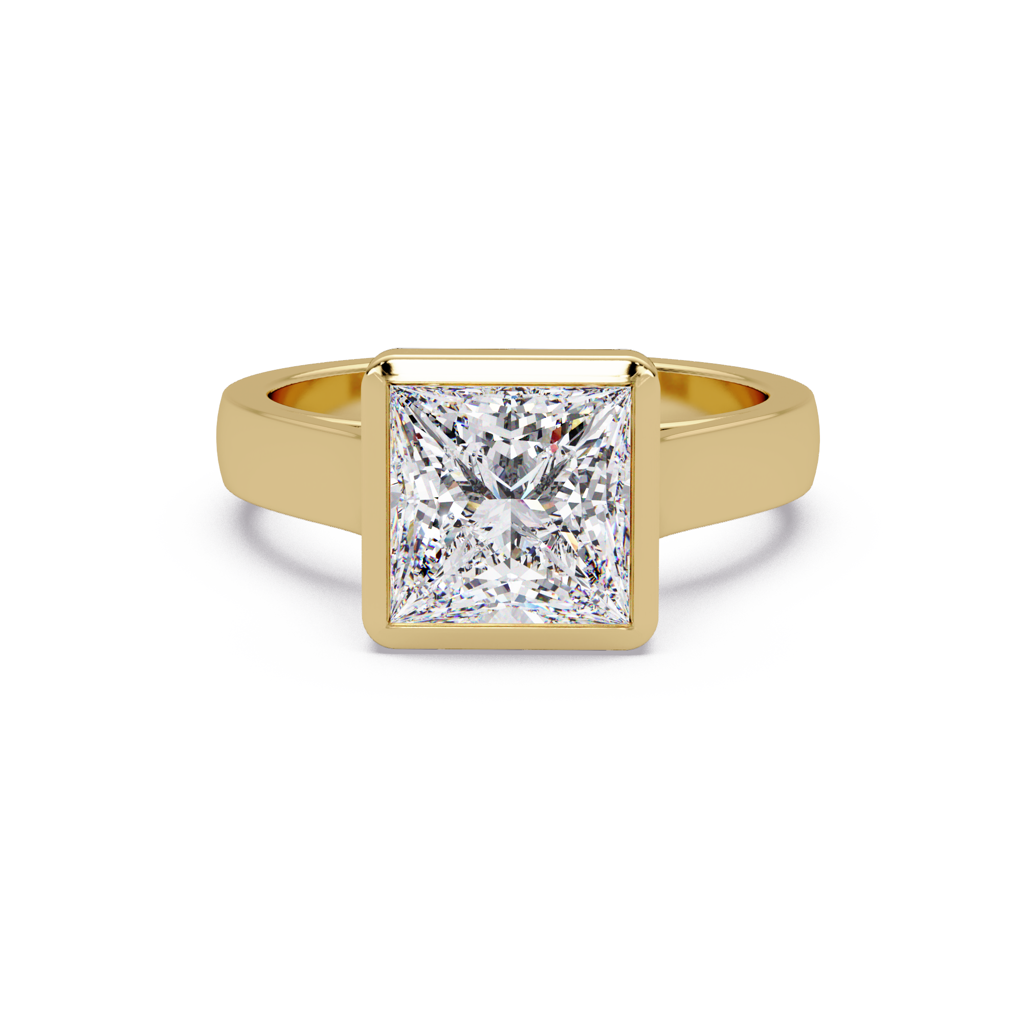 Modern Bezel Set Princess Cut Diamond Ring