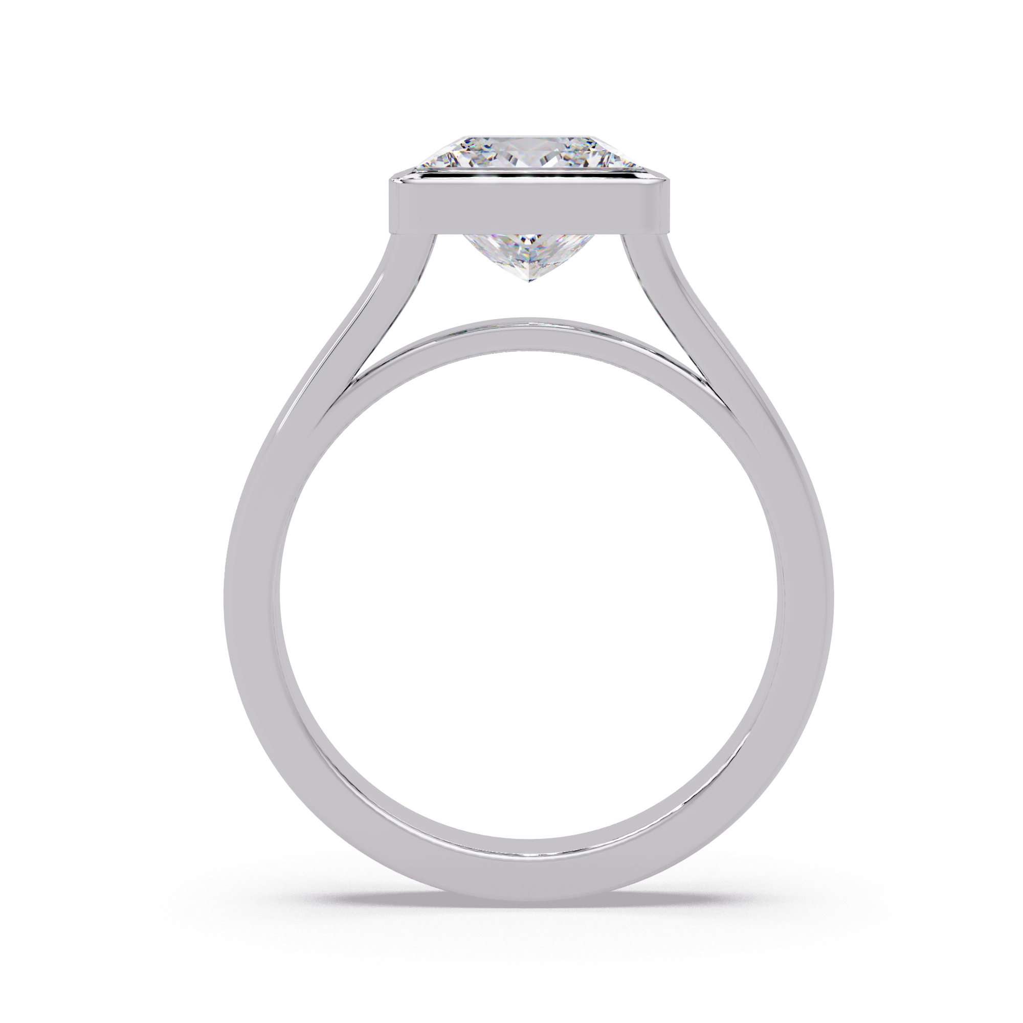 Modern Bezel Set Princess Cut Diamond Ring