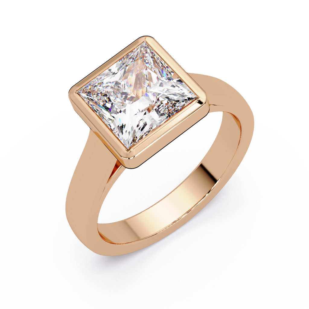 Modern Bezel Set Princess Cut Diamond Ring