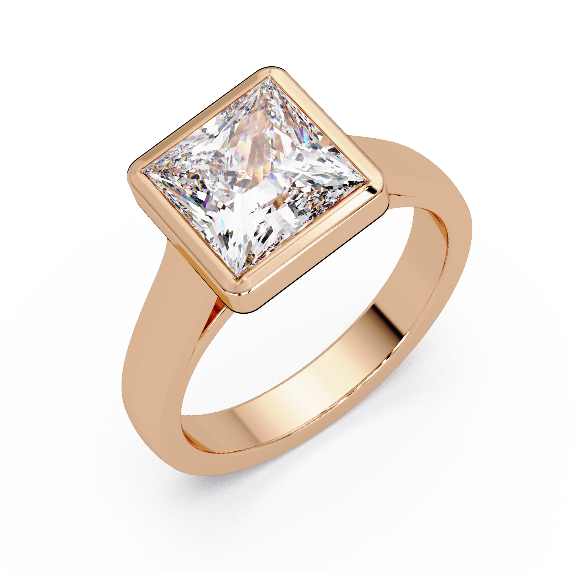 Modern Bezel Set Princess Cut Diamond Ring
