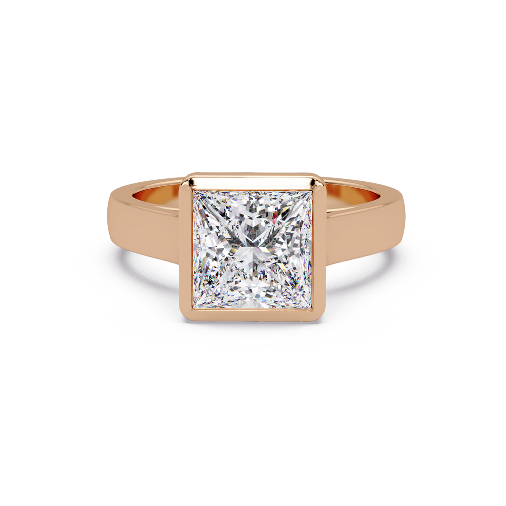 Modern Bezel Set Princess Cut Diamond Ring