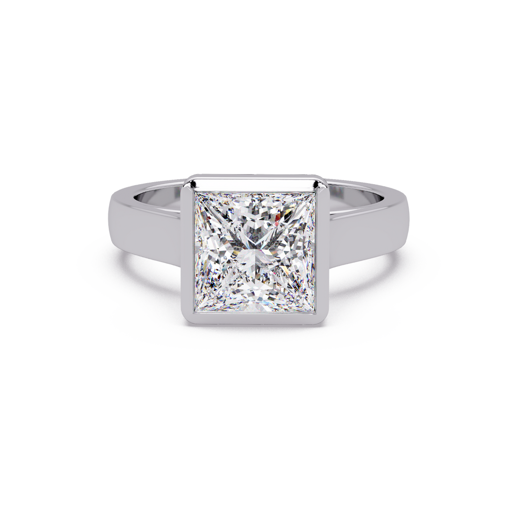 Modern Bezel Set Princess Cut Diamond Ring