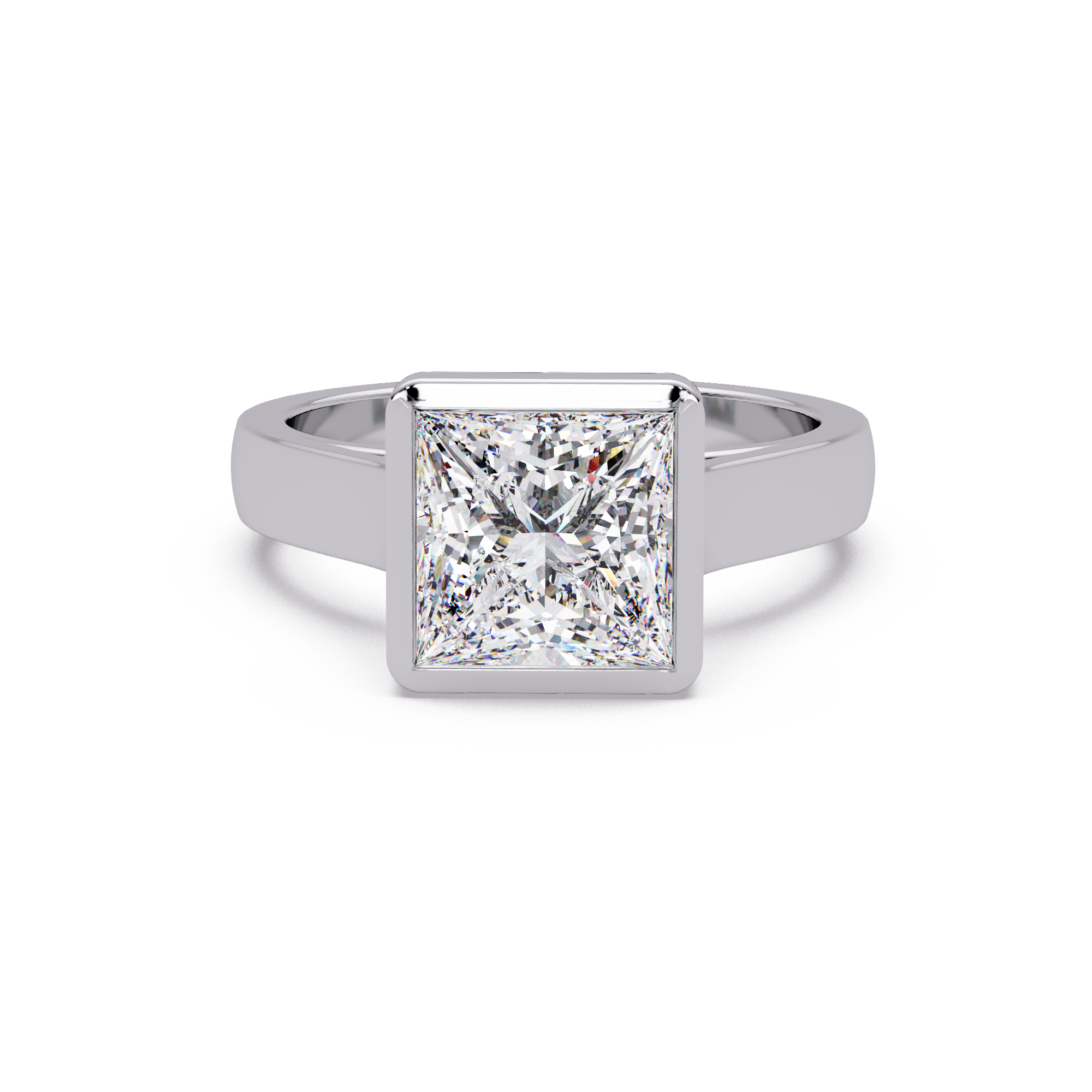 Modern Bezel Set Princess Cut Diamond Ring