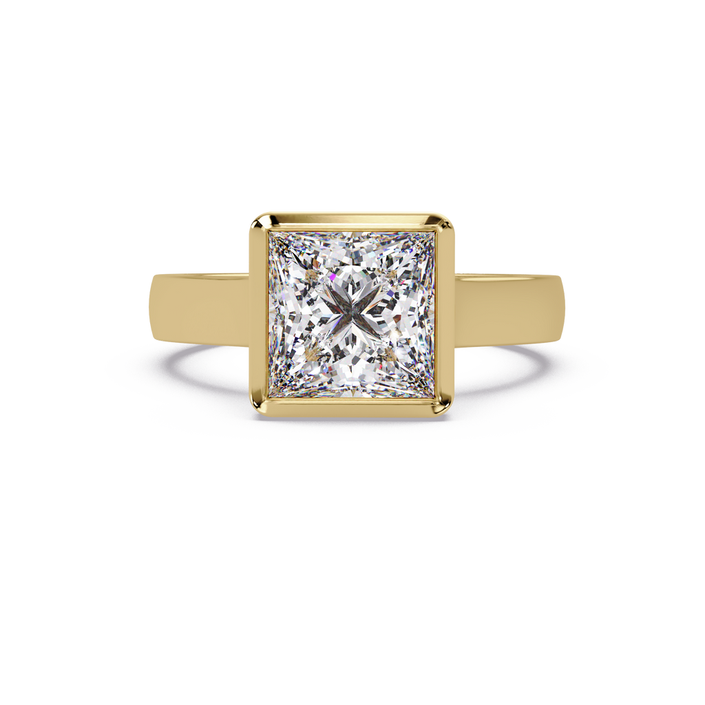Modern Bezel Set Princess Cut Diamond Ring
