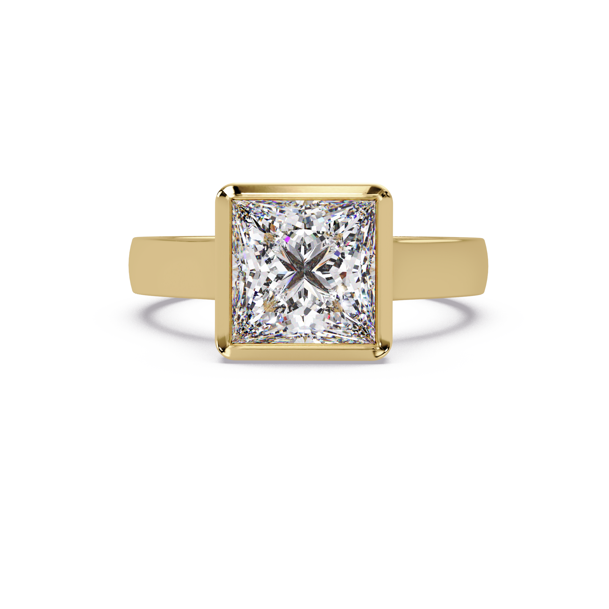 Modern Bezel Set Princess Cut Diamond Ring