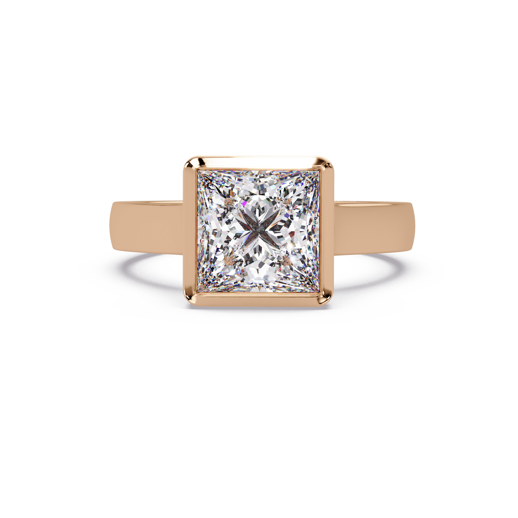 Modern Bezel Set Princess Cut Diamond Ring