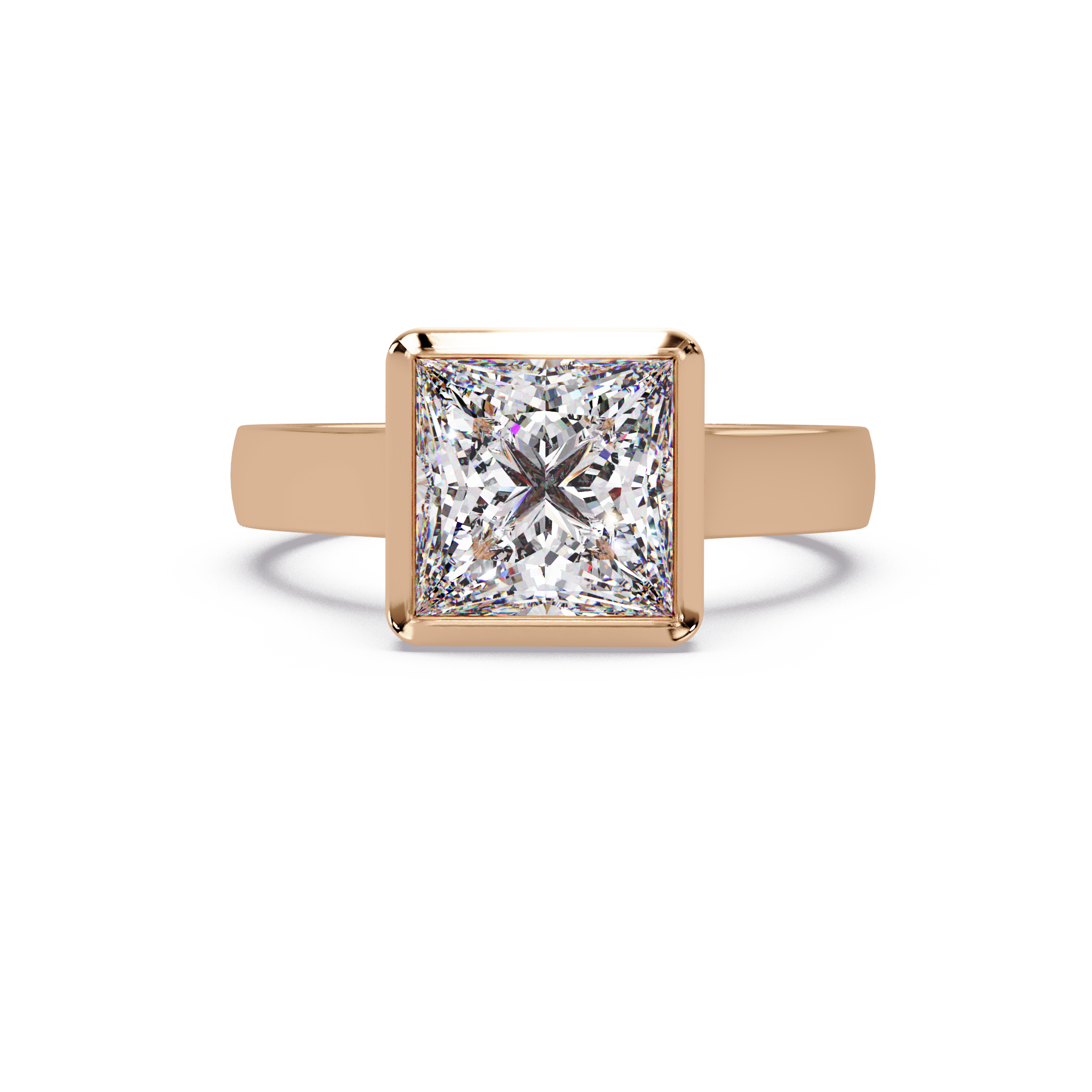 Modern Bezel Set Princess Cut Diamond Ring
