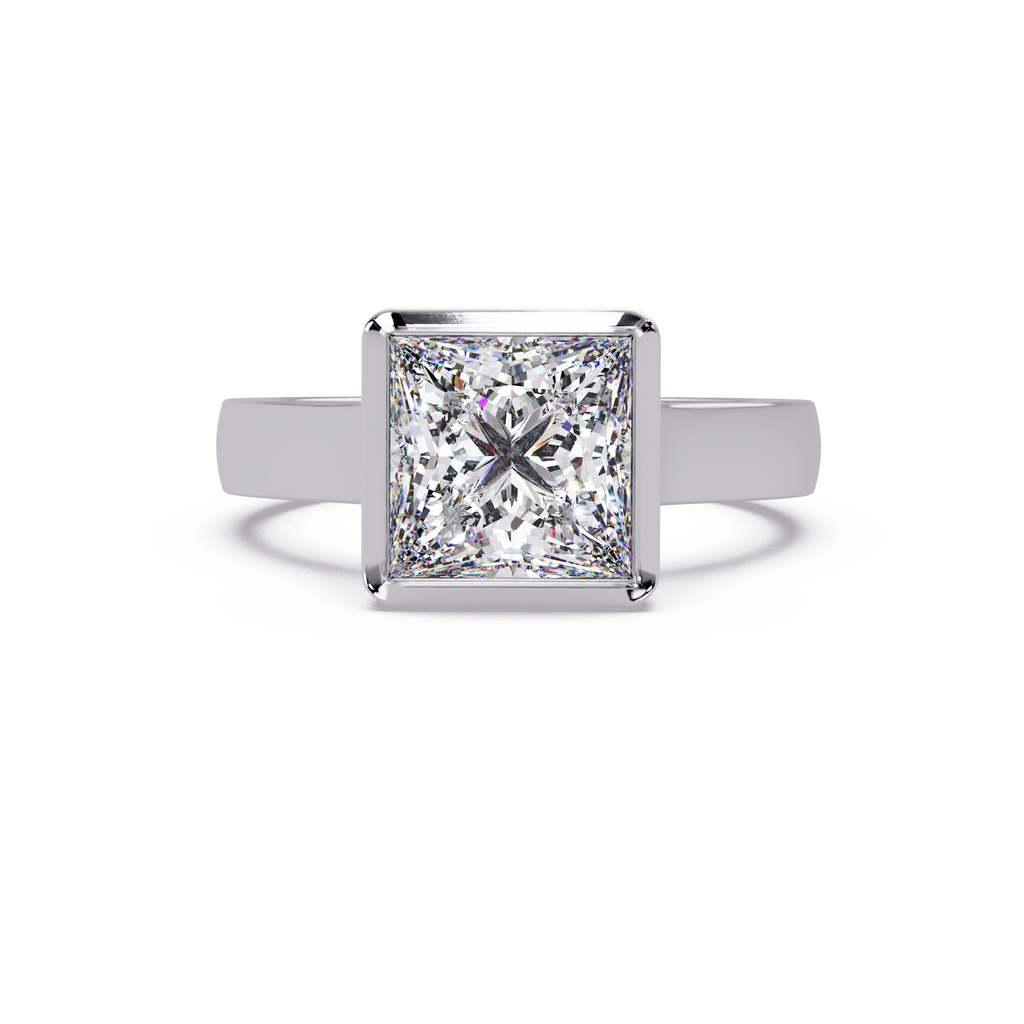 Modern Bezel Set Princess Cut Diamond Ring