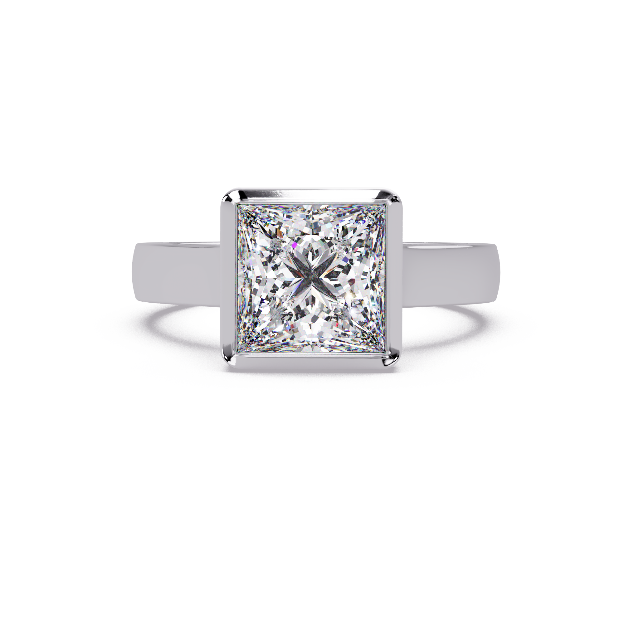 Modern Bezel Set Princess Cut Diamond Ring