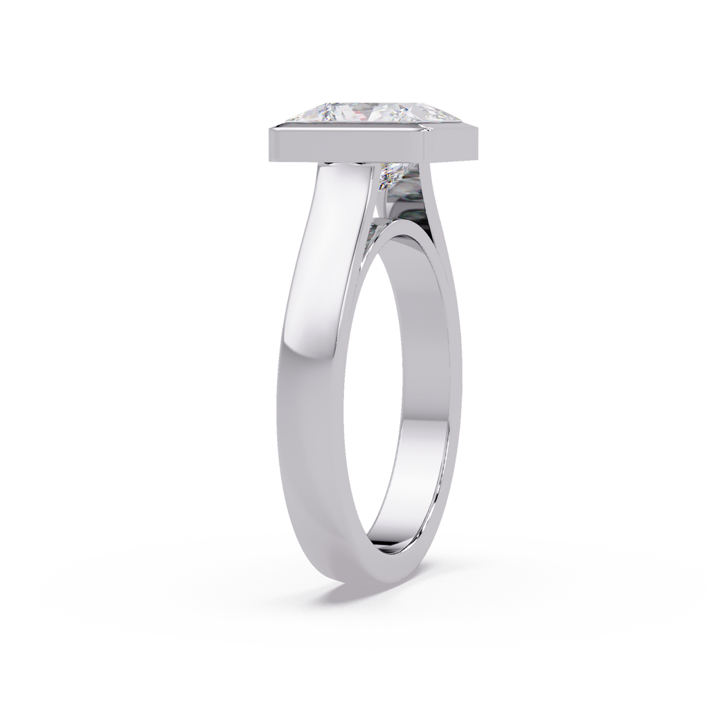 Modern Bezel Set Princess Cut Diamond Ring
