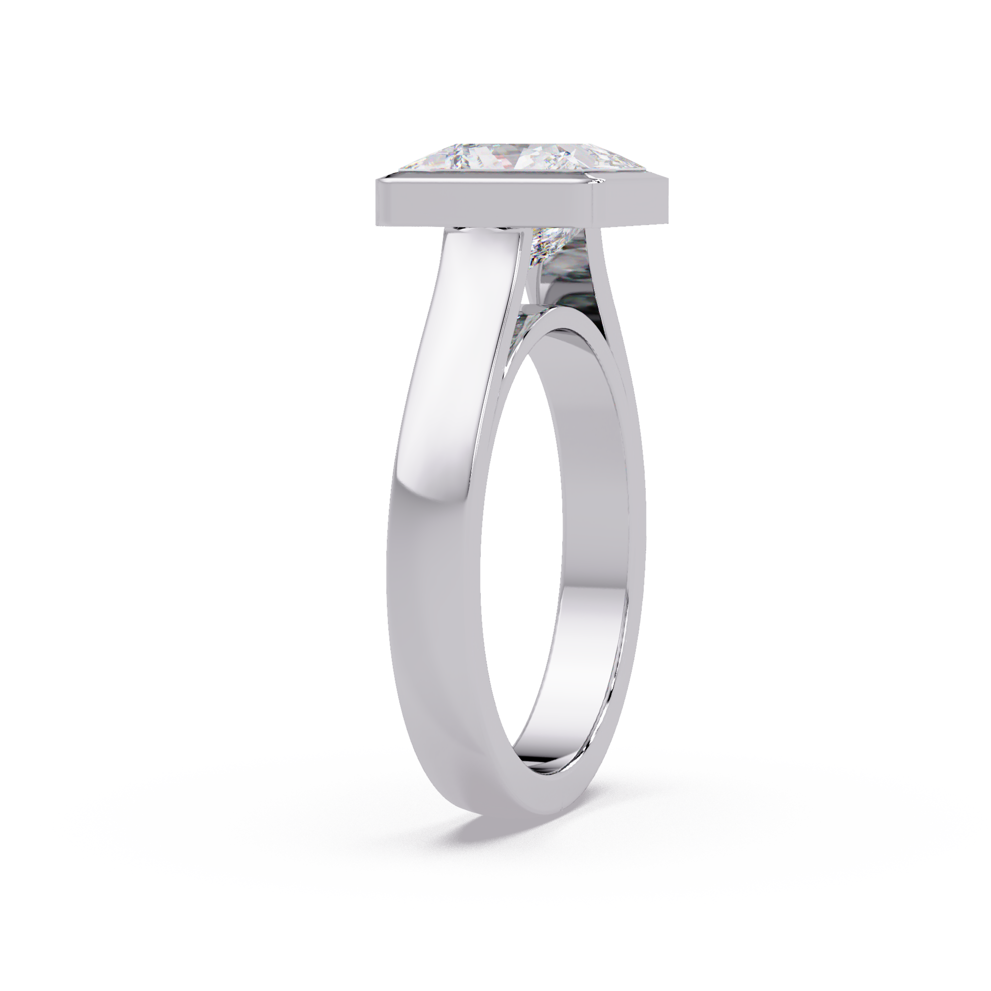 Modern Bezel Set Princess Cut Diamond Ring