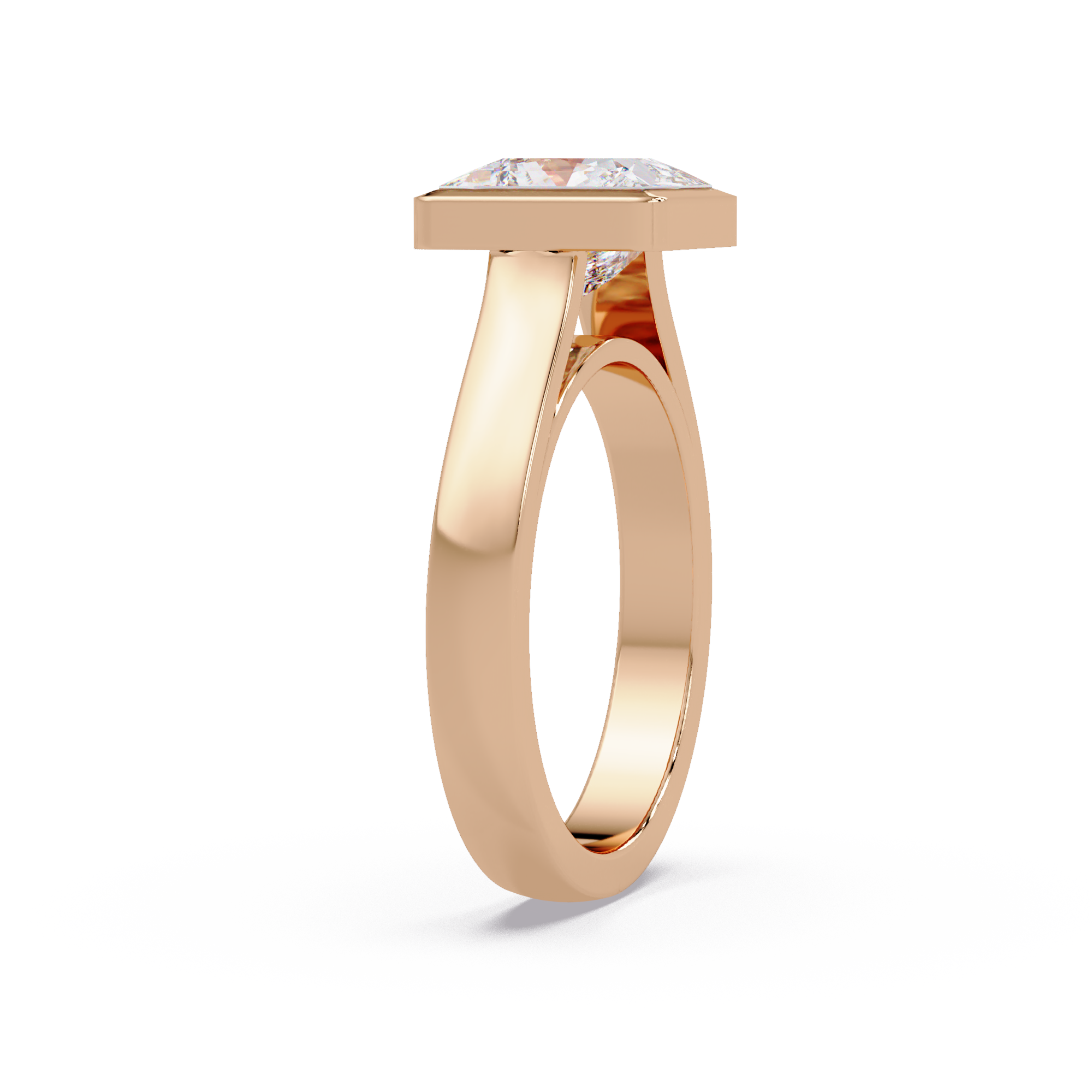 Modern Bezel Set Princess Cut Diamond Ring