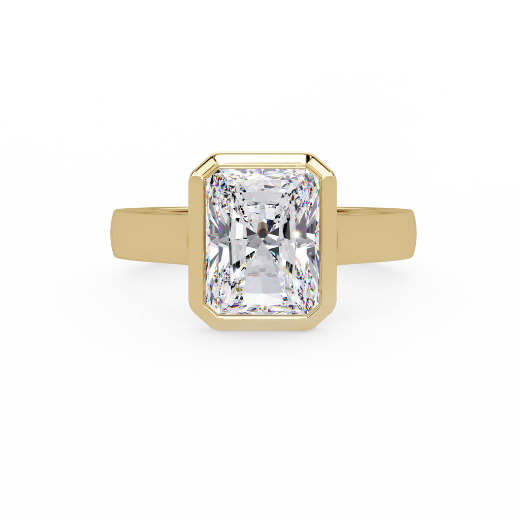 Modern Bezel Set Radiant Cut Diamond Ring