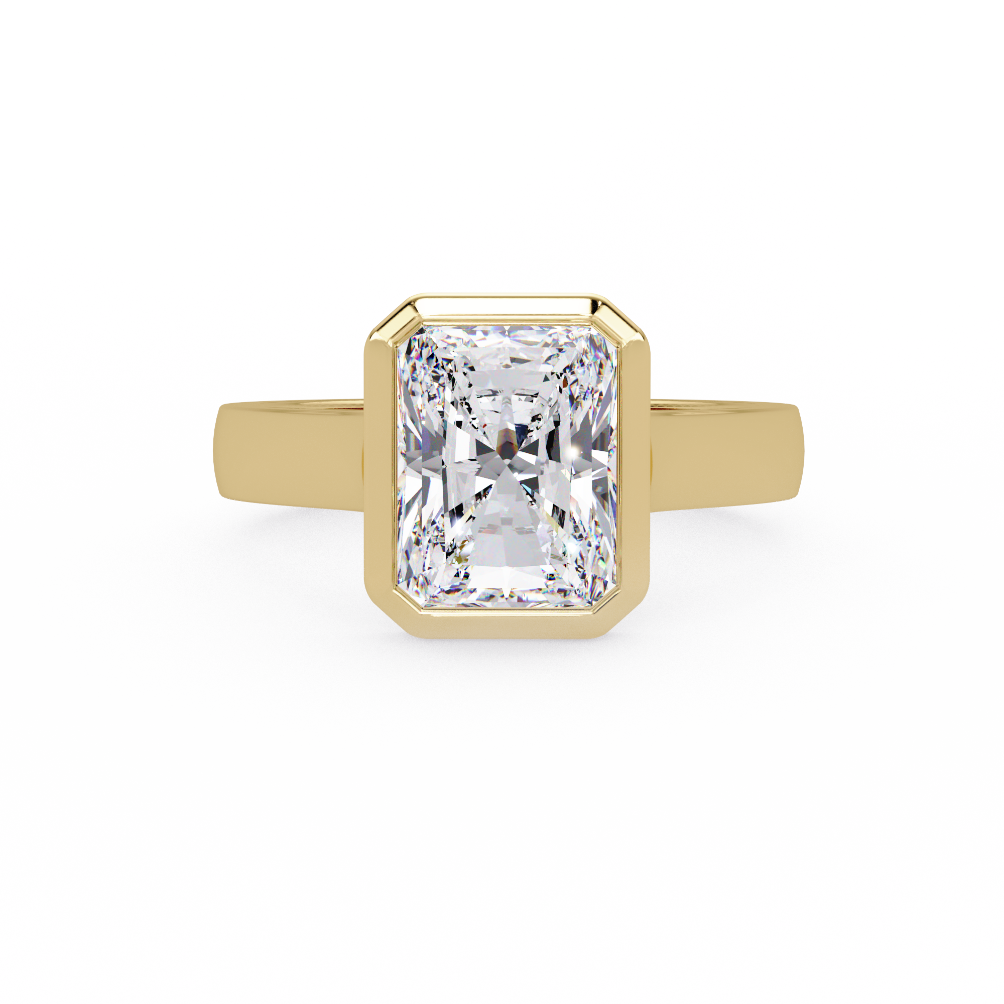 Modern Bezel Set Radiant Cut Diamond Ring