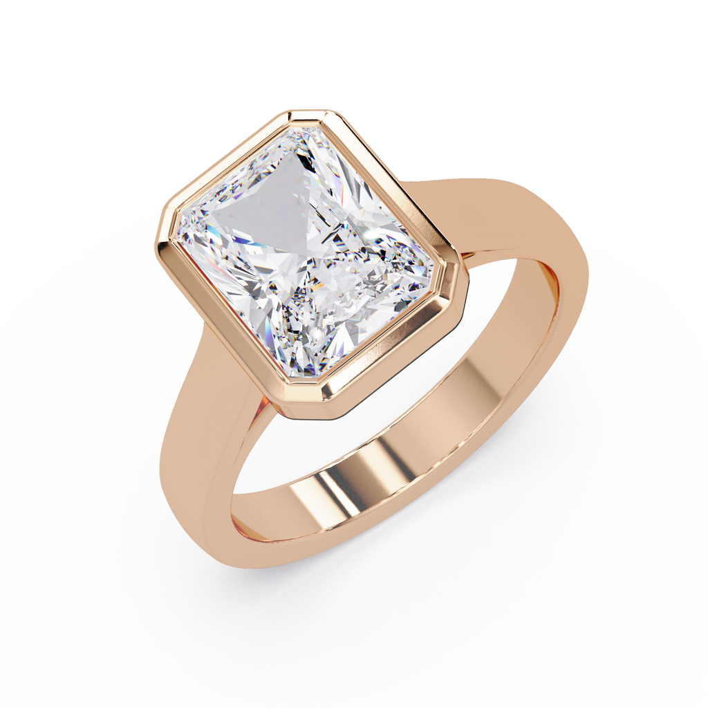Modern Bezel Set Radiant Cut Diamond Ring