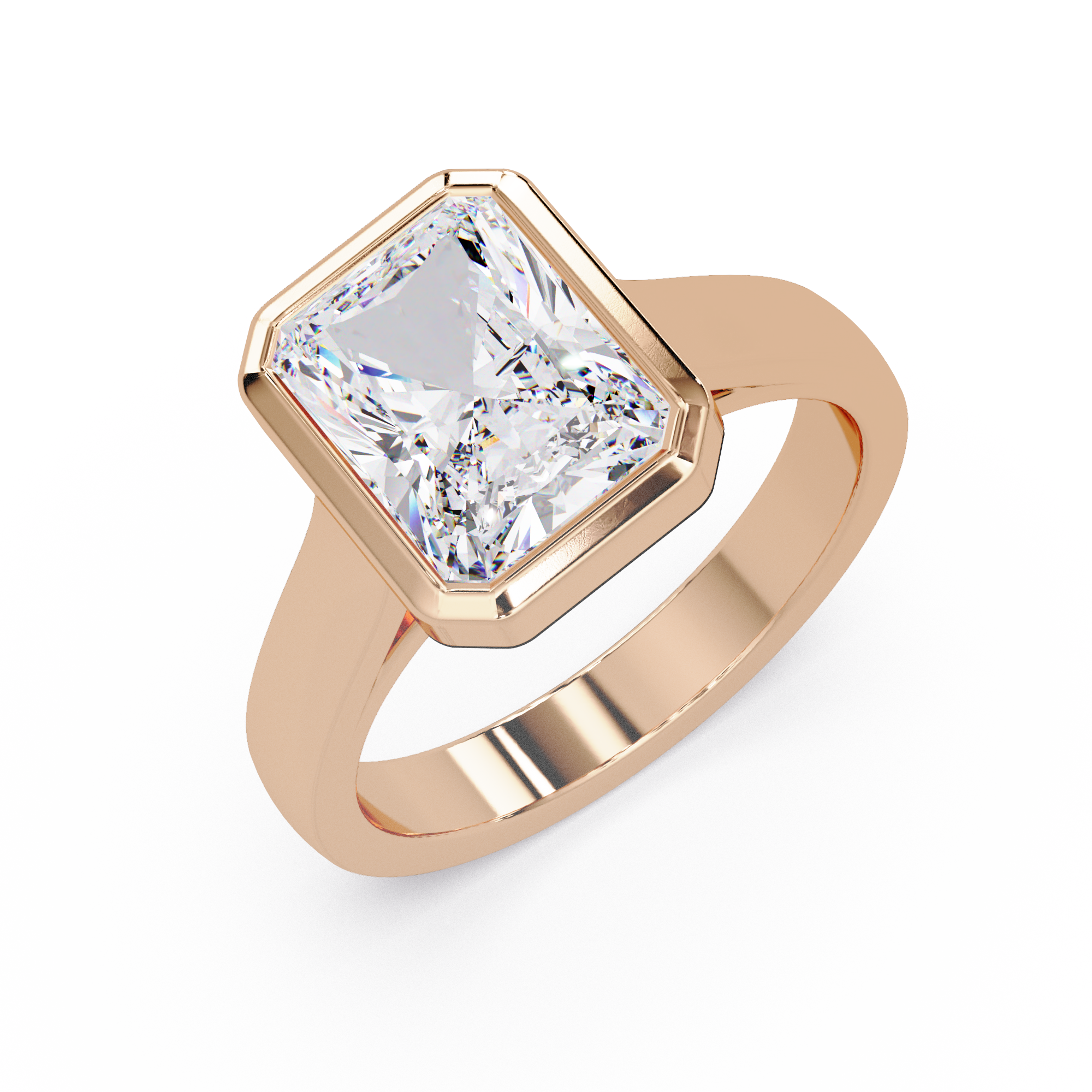 Modern Bezel Set Radiant Cut Diamond Ring