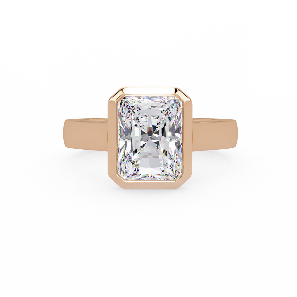 Modern Bezel Set Radiant Cut Diamond Ring