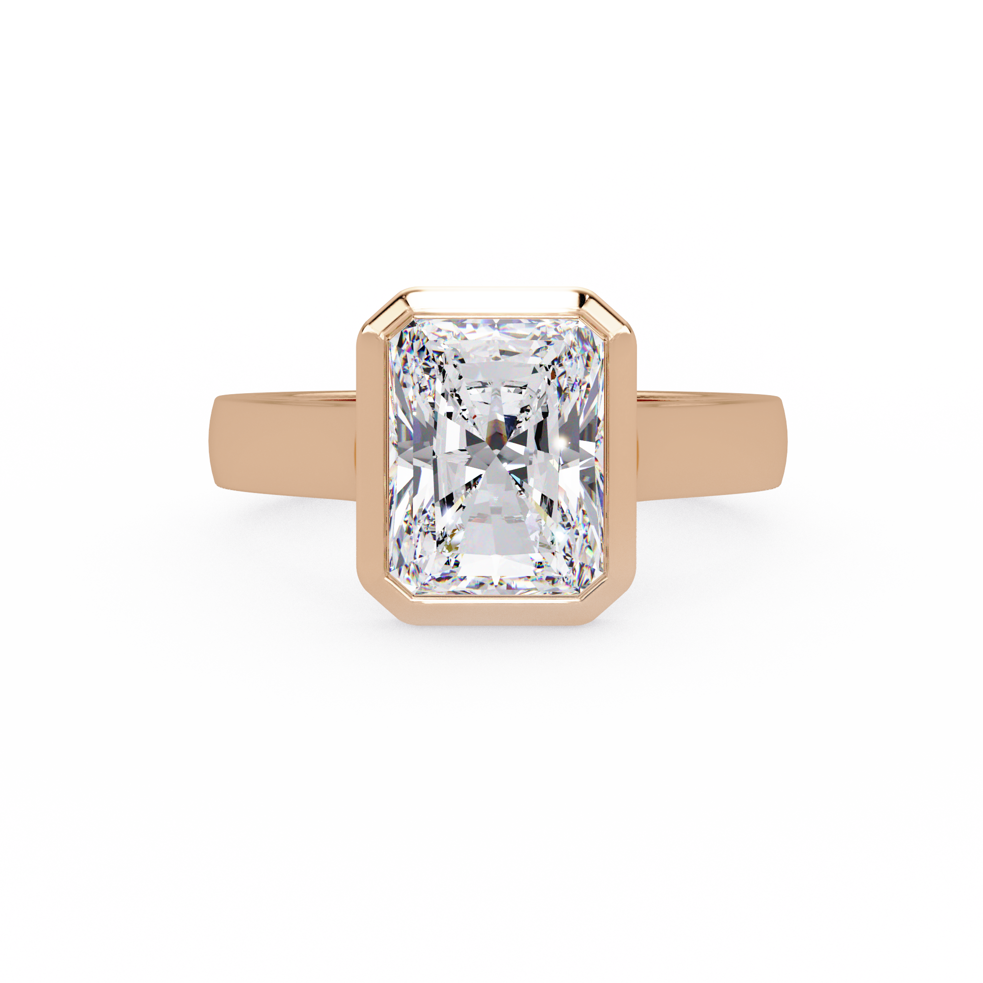 Modern Bezel Set Radiant Cut Diamond Ring