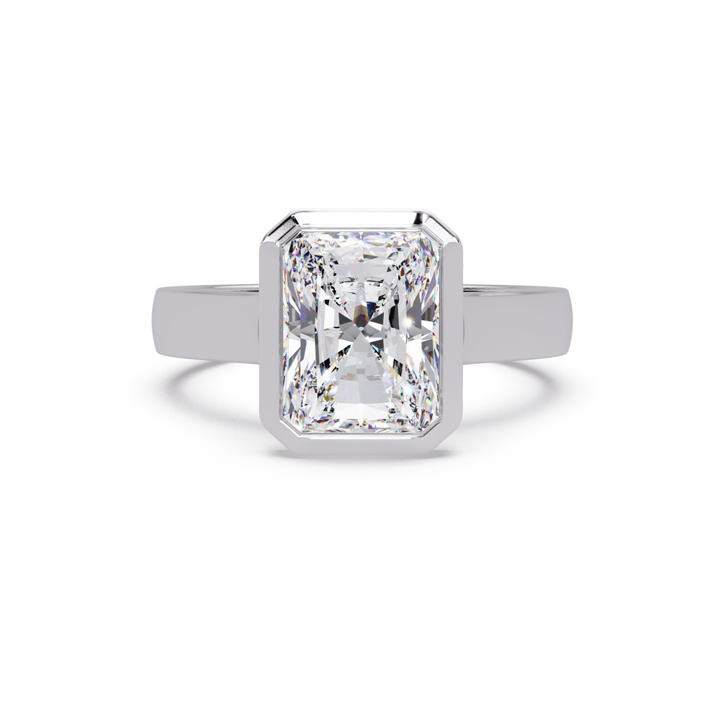 Modern Bezel Set Radiant Cut Diamond Ring