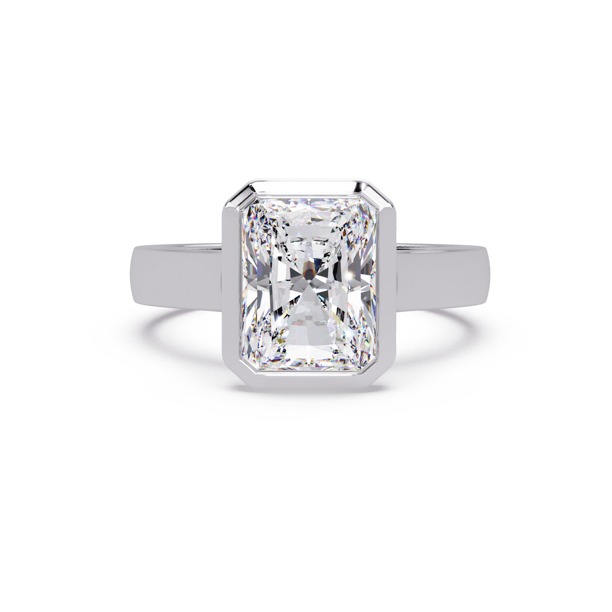 Modern Bezel Set Radiant Cut Diamond Ring