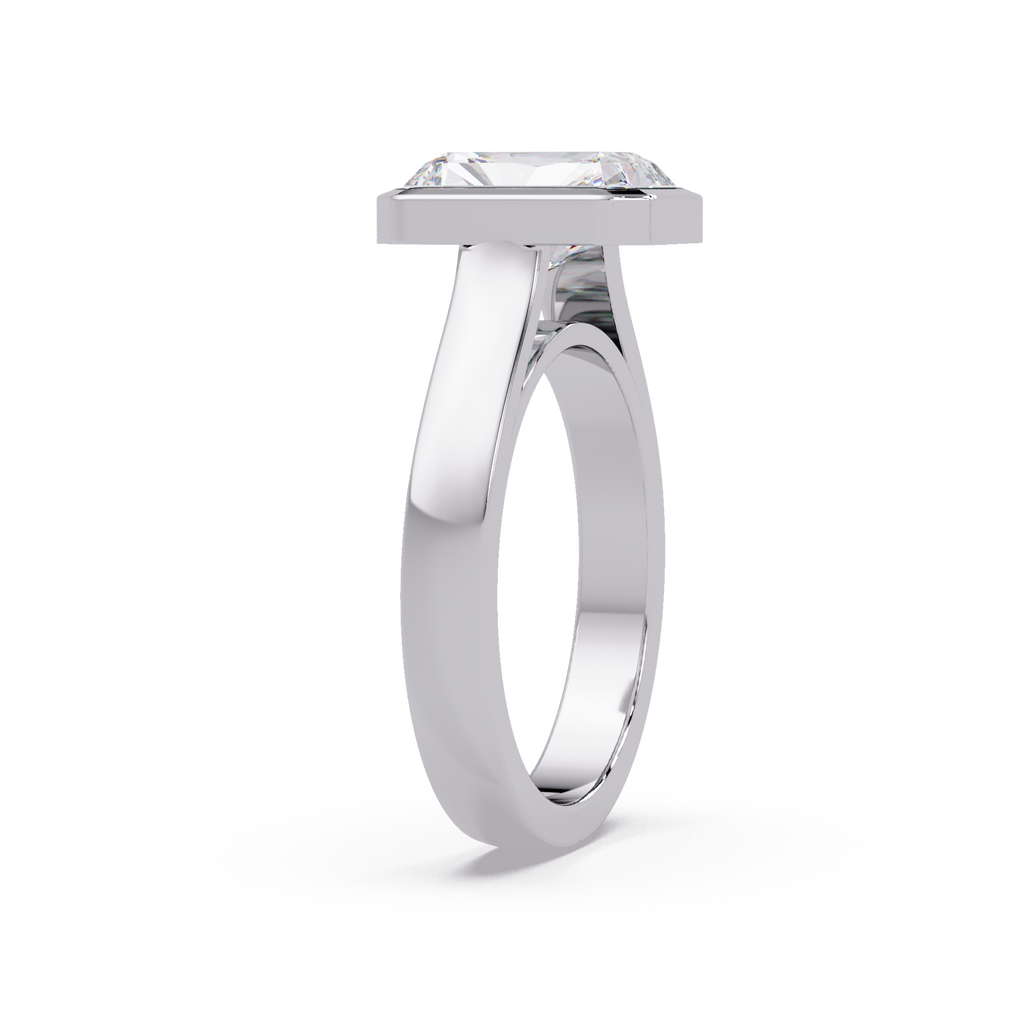 Modern Bezel Set Radiant Cut Diamond Ring