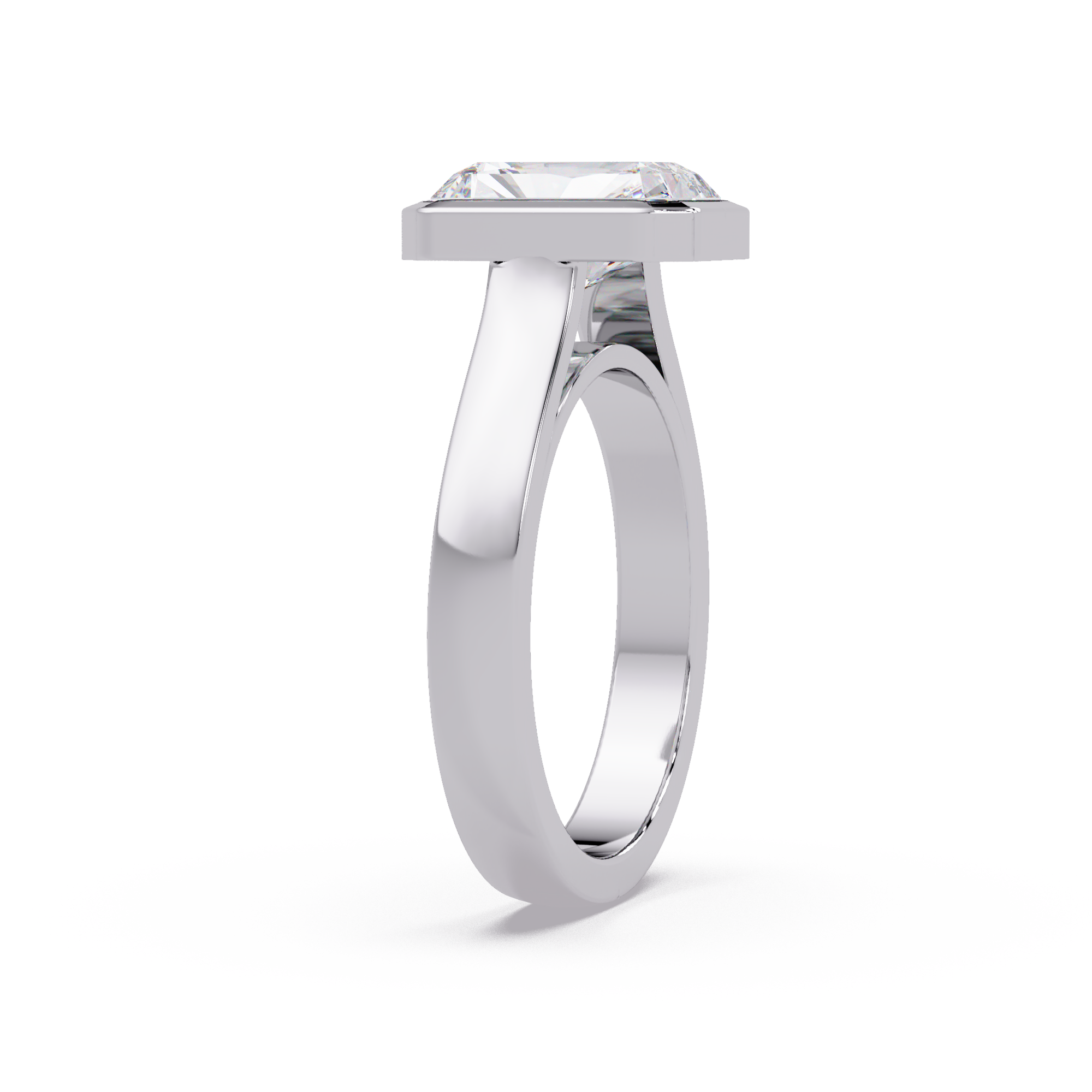 Modern Bezel Set Radiant Cut Diamond Ring