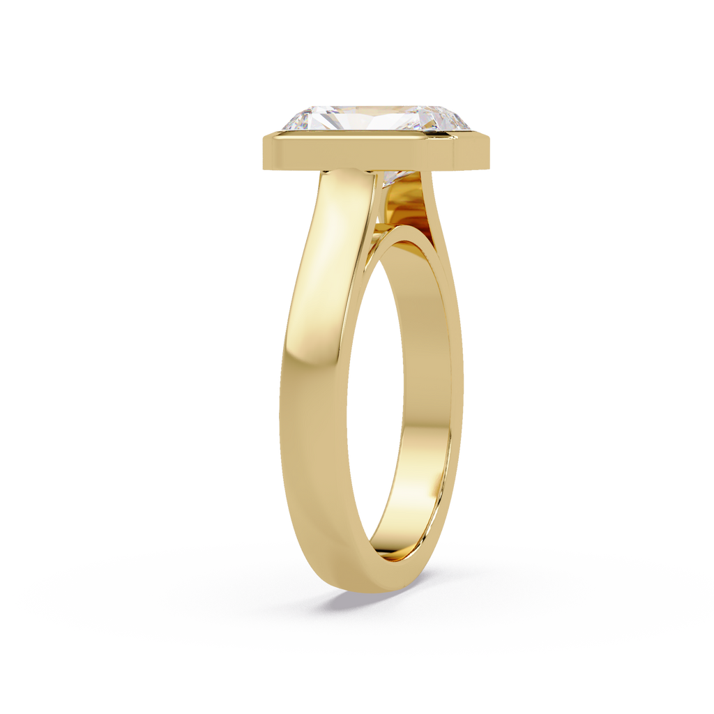 Modern Bezel Set Radiant Cut Diamond Ring