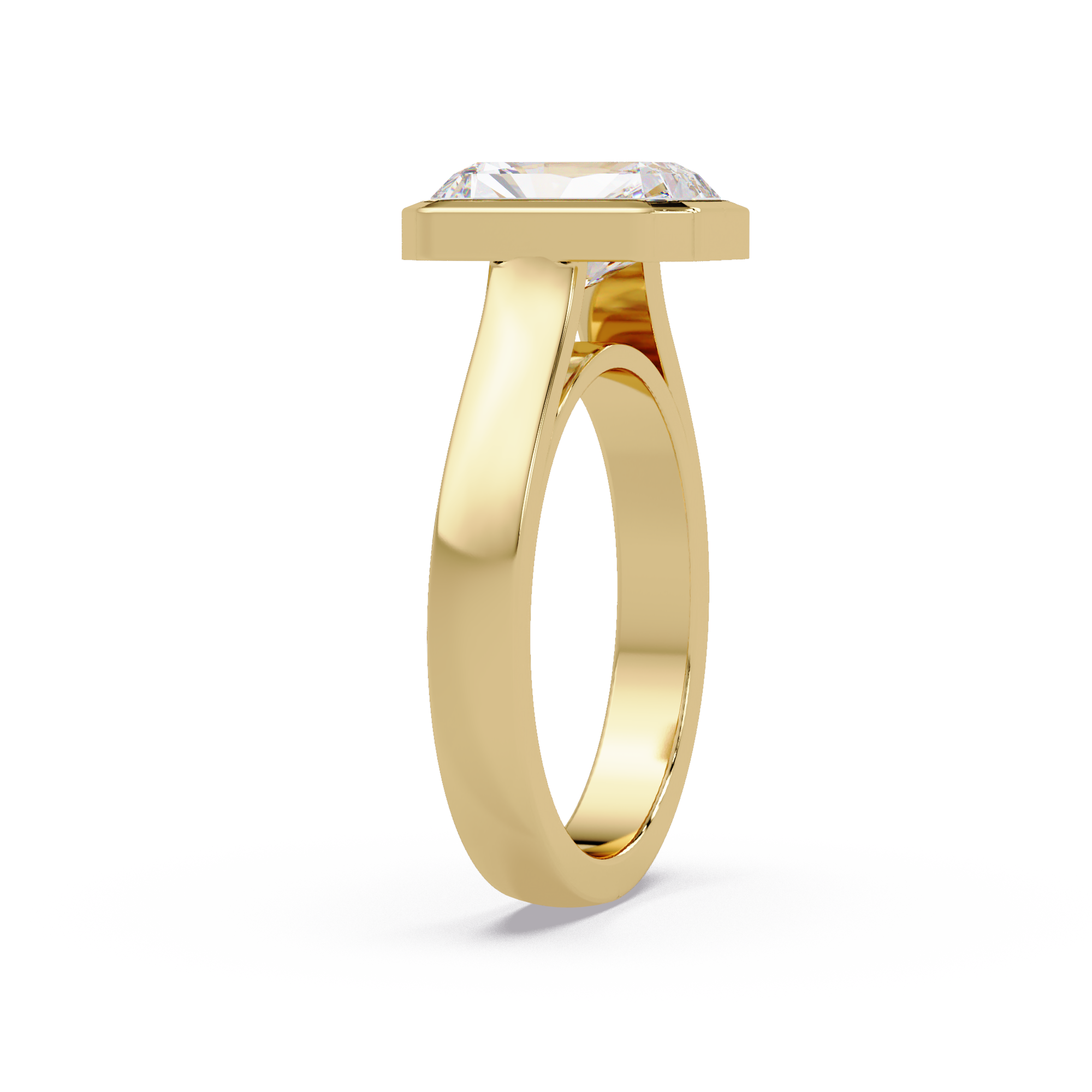 Modern Bezel Set Radiant Cut Diamond Ring