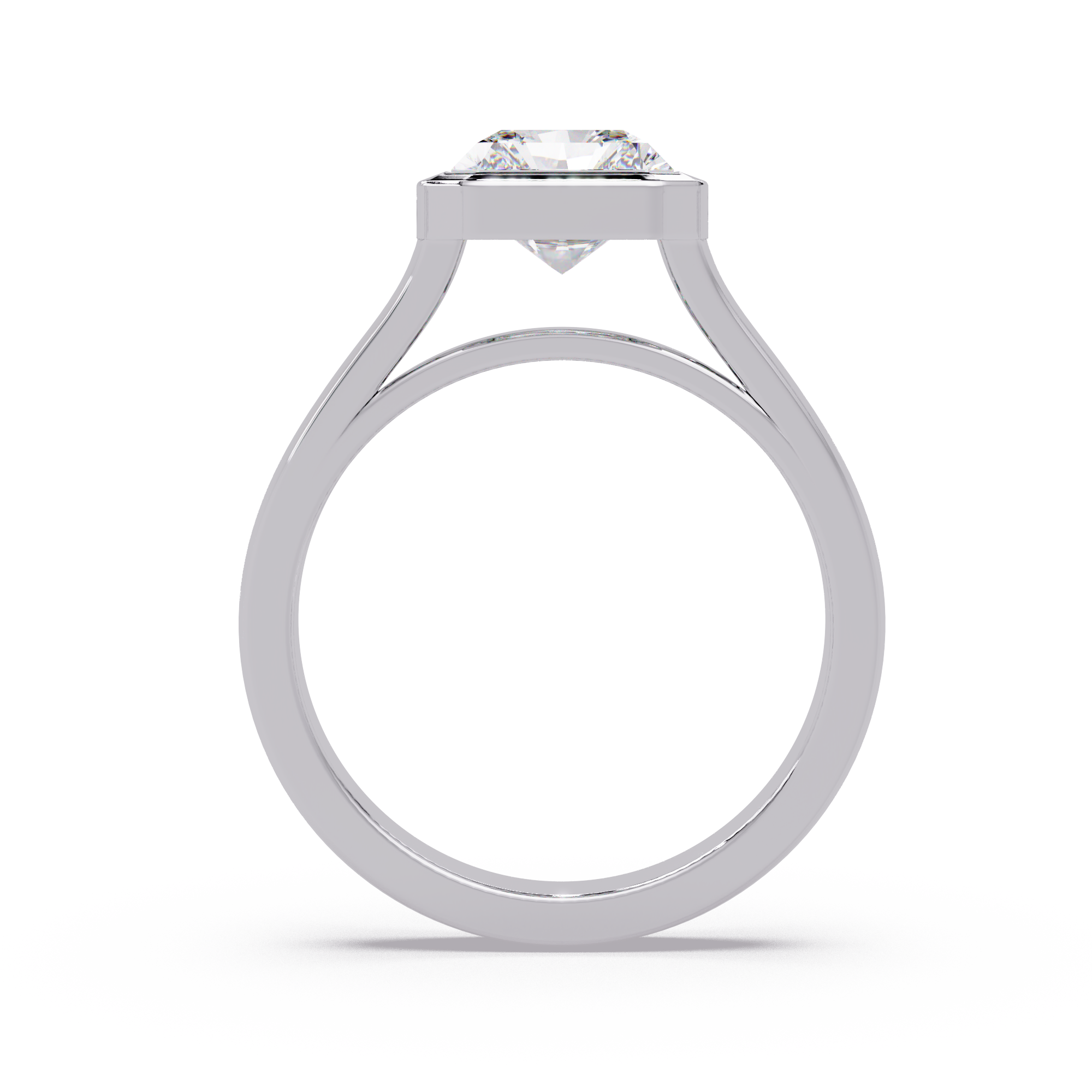Modern Bezel Set Radiant Cut Diamond Ring