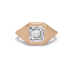 Modern Bezel Set Square Emerald Cut Diamond Ring
