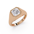 Modern Bezel Set Square Emerald Cut Diamond Ring