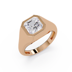 Modern Bezel Set Square Emerald Cut Diamond Ring