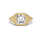 Modern Bezel Set Square Emerald Cut Diamond Ring