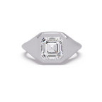 Modern Bezel Set Square Emerald Cut Diamond Ring