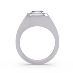 Modern Bezel Set Square Emerald Cut Diamond Ring