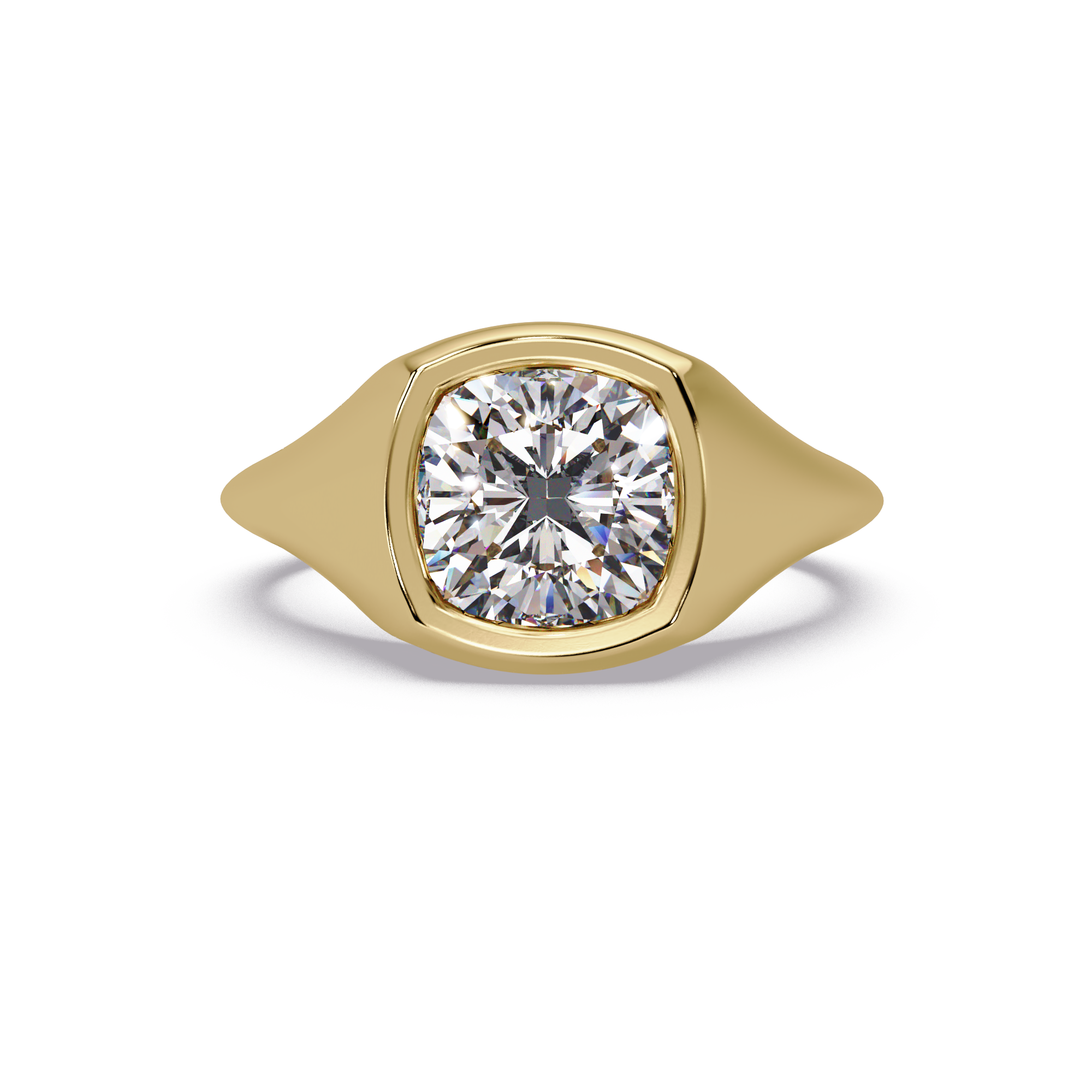 Modern Bezel Set Cushion Cut Diamond Ring