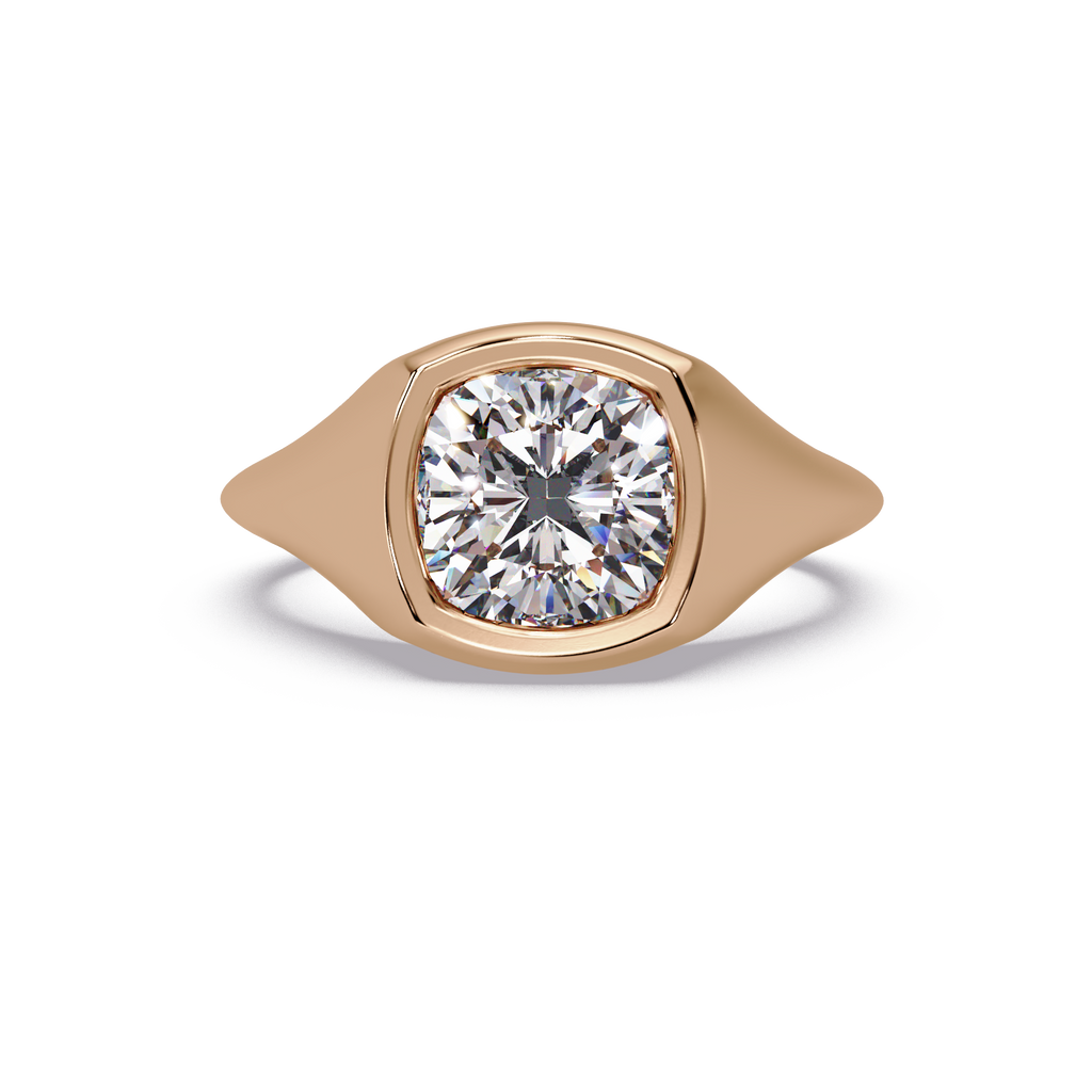 Modern Bezel Set Cushion Cut Diamond Ring