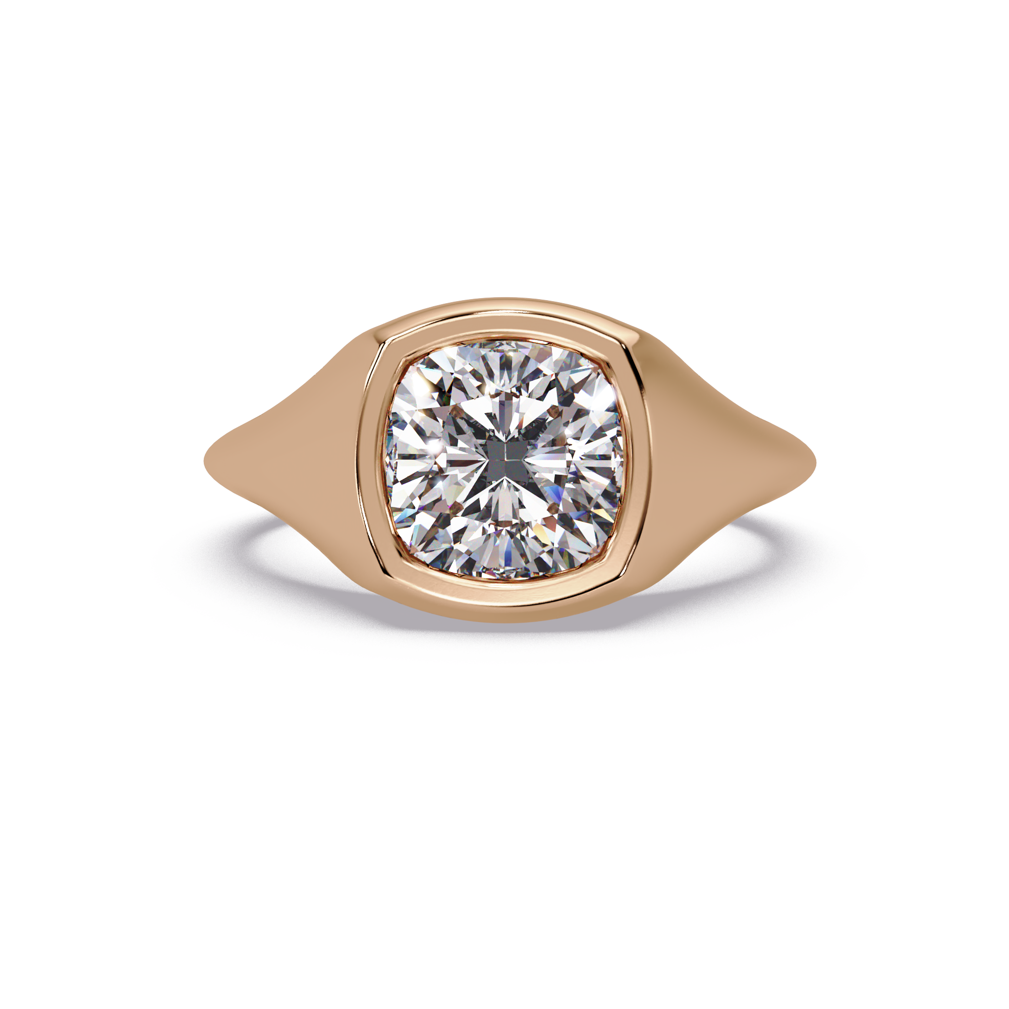 Modern Bezel Set Cushion Cut Diamond Ring