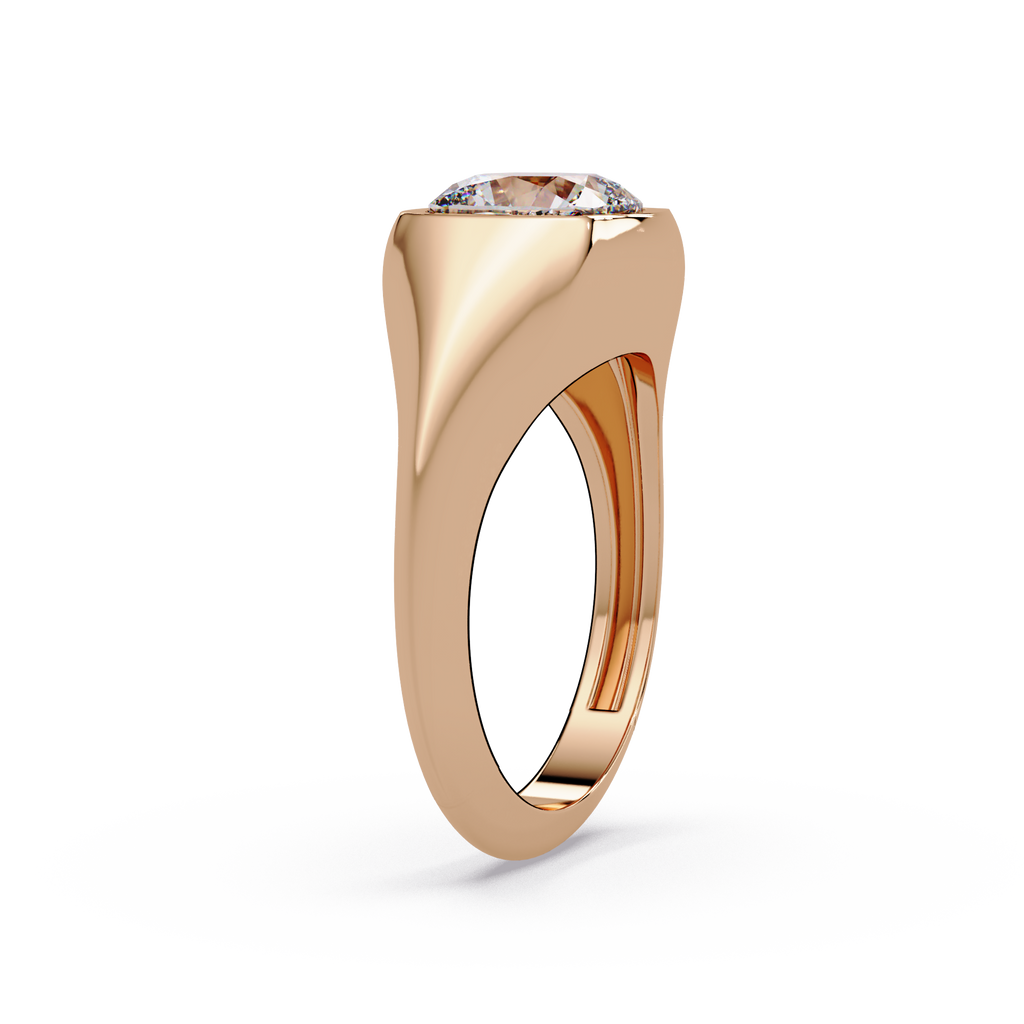 Modern Bezel Set Cushion Cut Diamond Ring