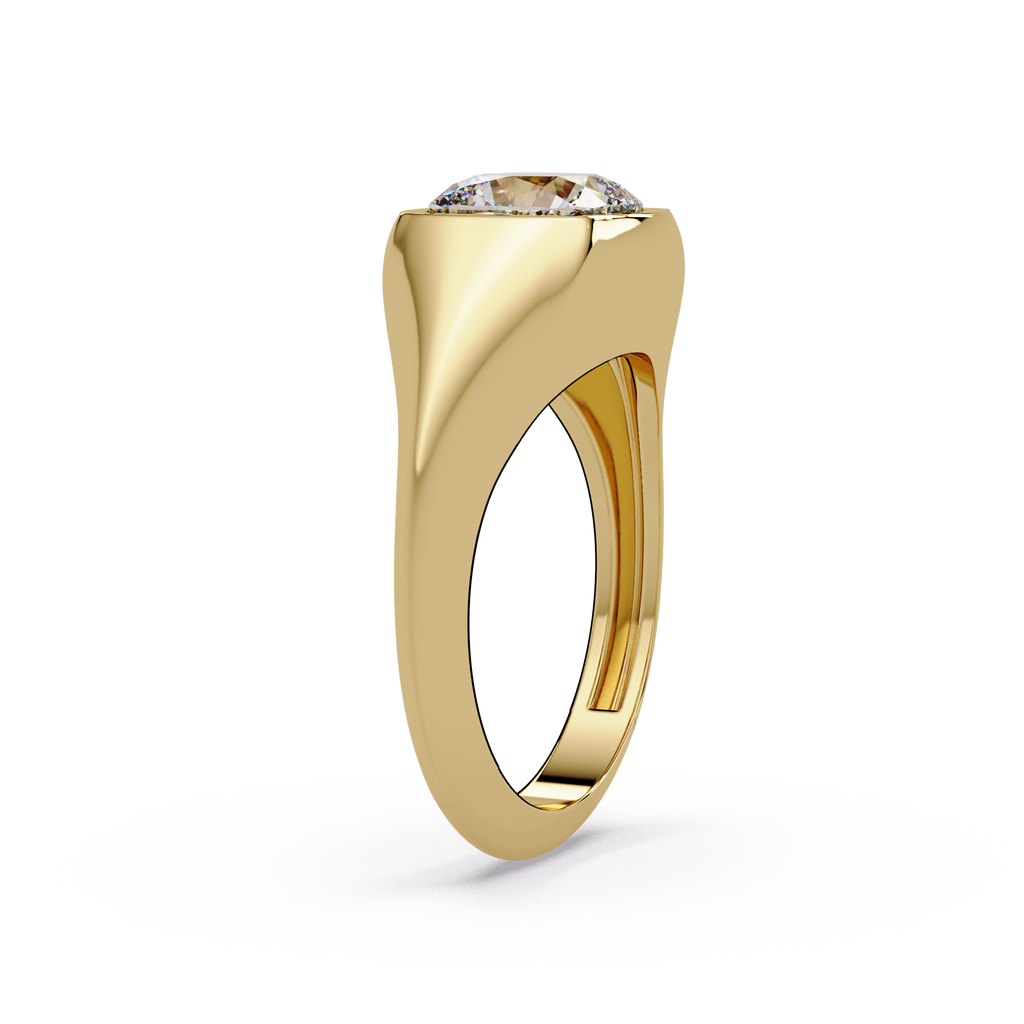 Modern Bezel Set Cushion Cut Diamond Ring