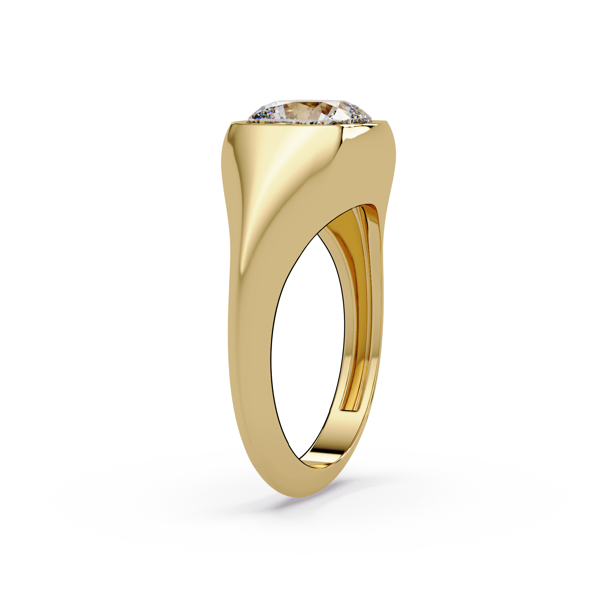 Modern Bezel Set Cushion Cut Diamond Ring