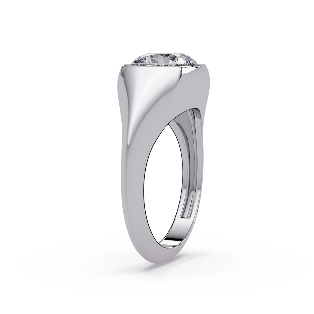 Modern Bezel Set Cushion Cut Diamond Ring