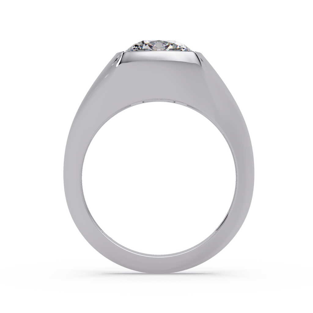 Modern Bezel Set Cushion Cut Diamond Ring