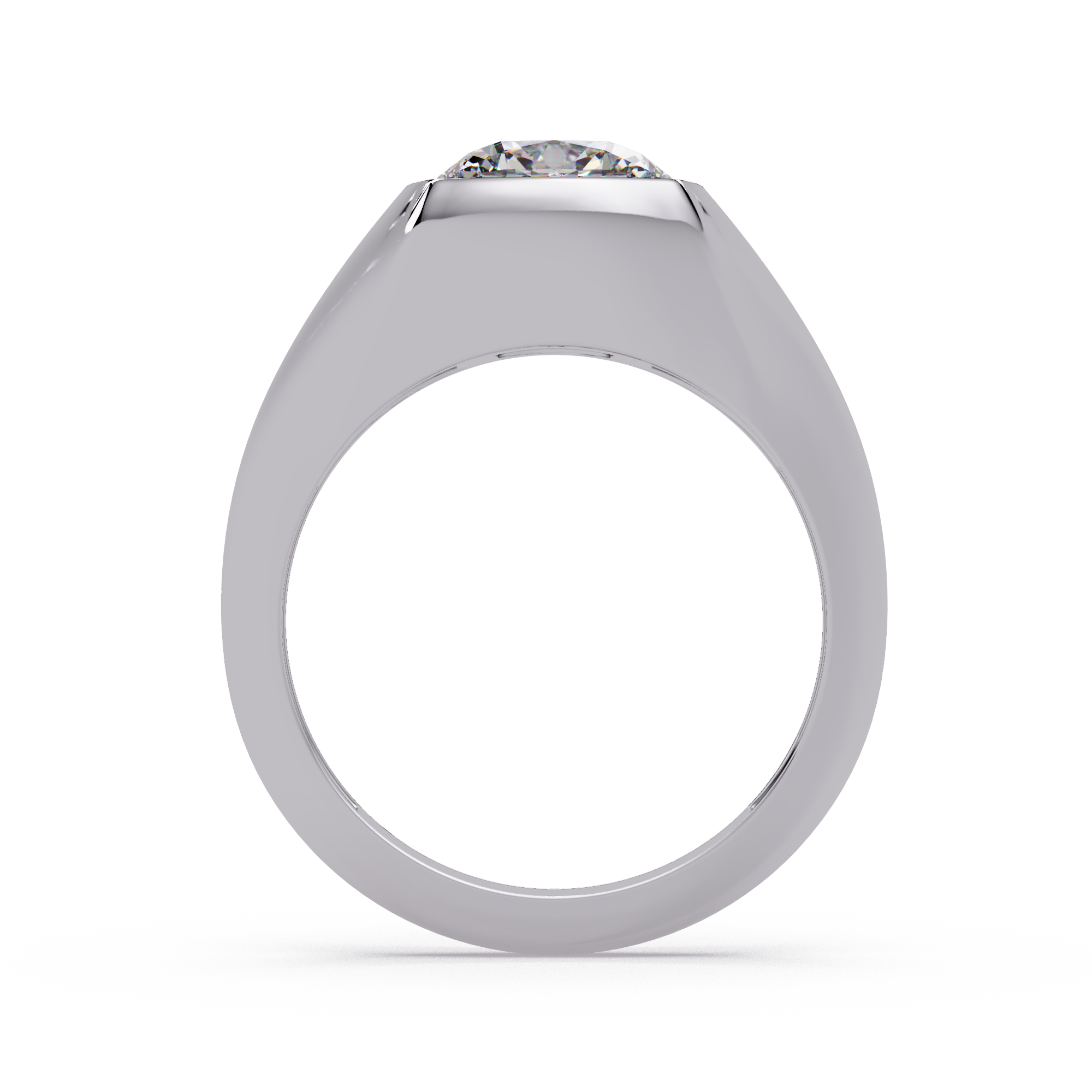 Modern Bezel Set Cushion Cut Diamond Ring