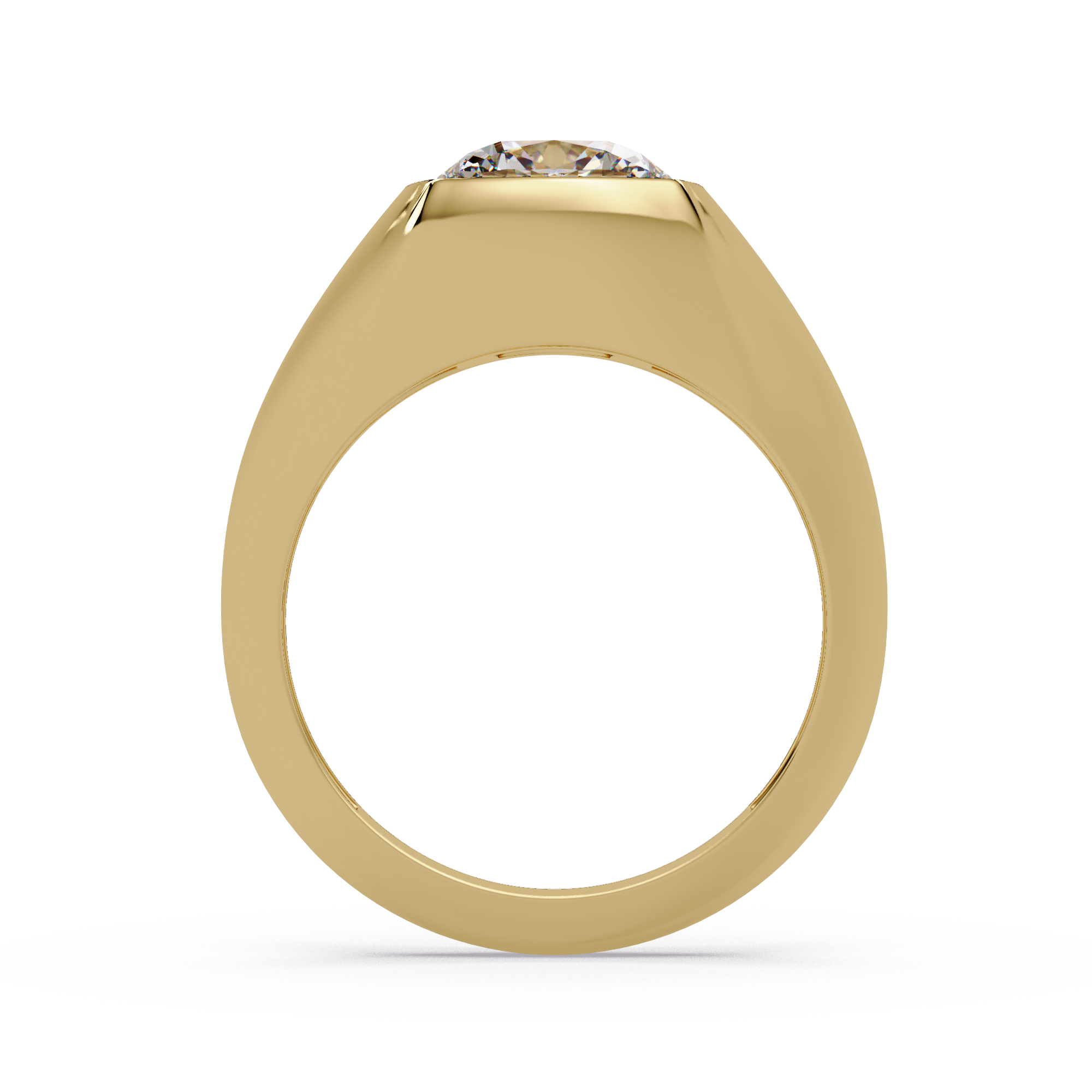 Modern Bezel Set Cushion Cut Diamond Ring