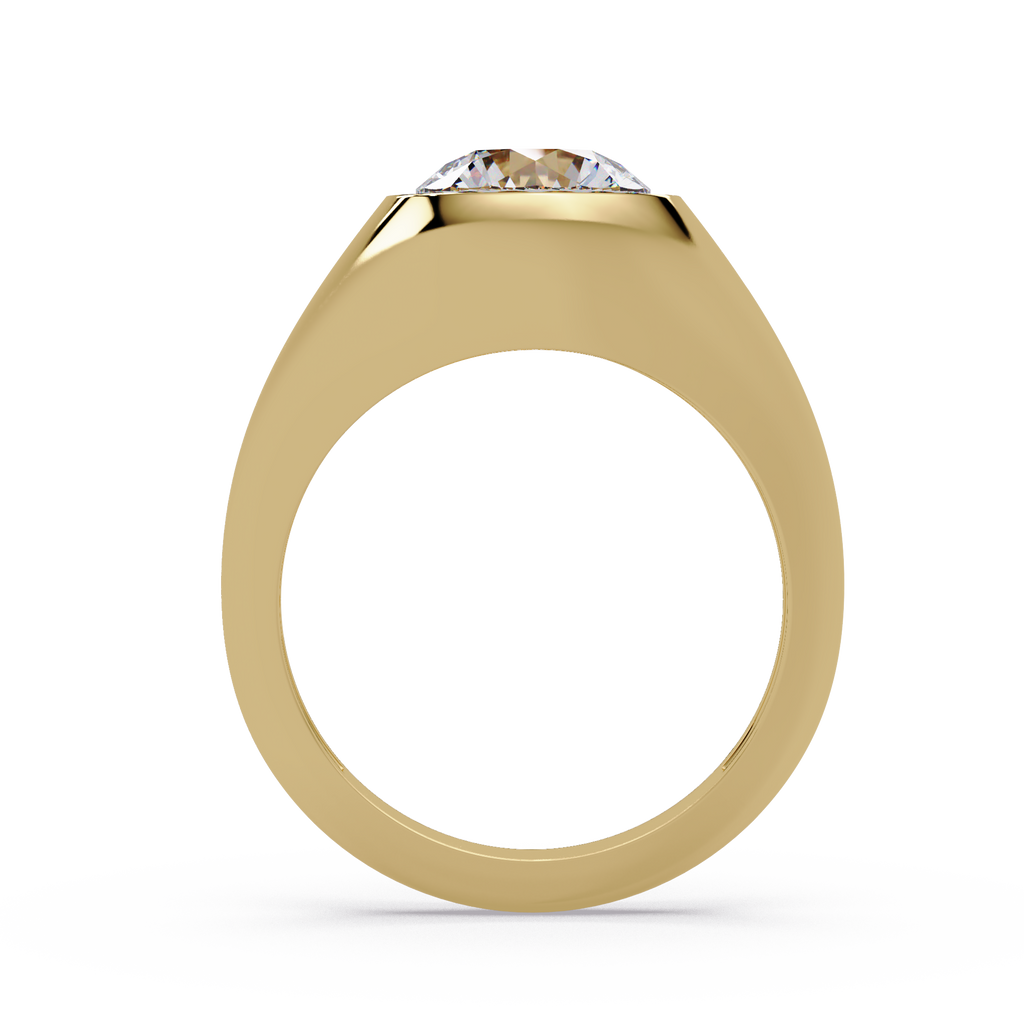 Round Cut Diamond Bezel Set Signet Ring