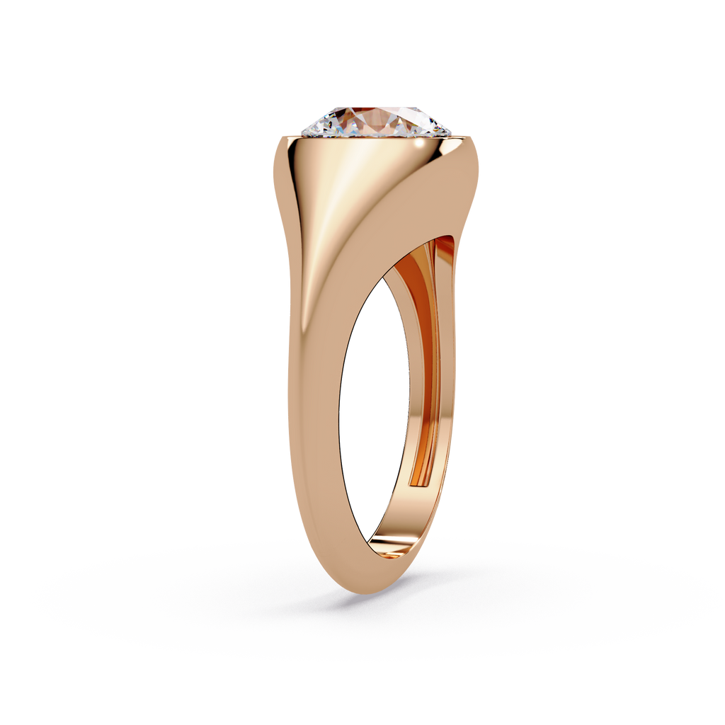 Round Cut Diamond Bezel Set Signet Ring