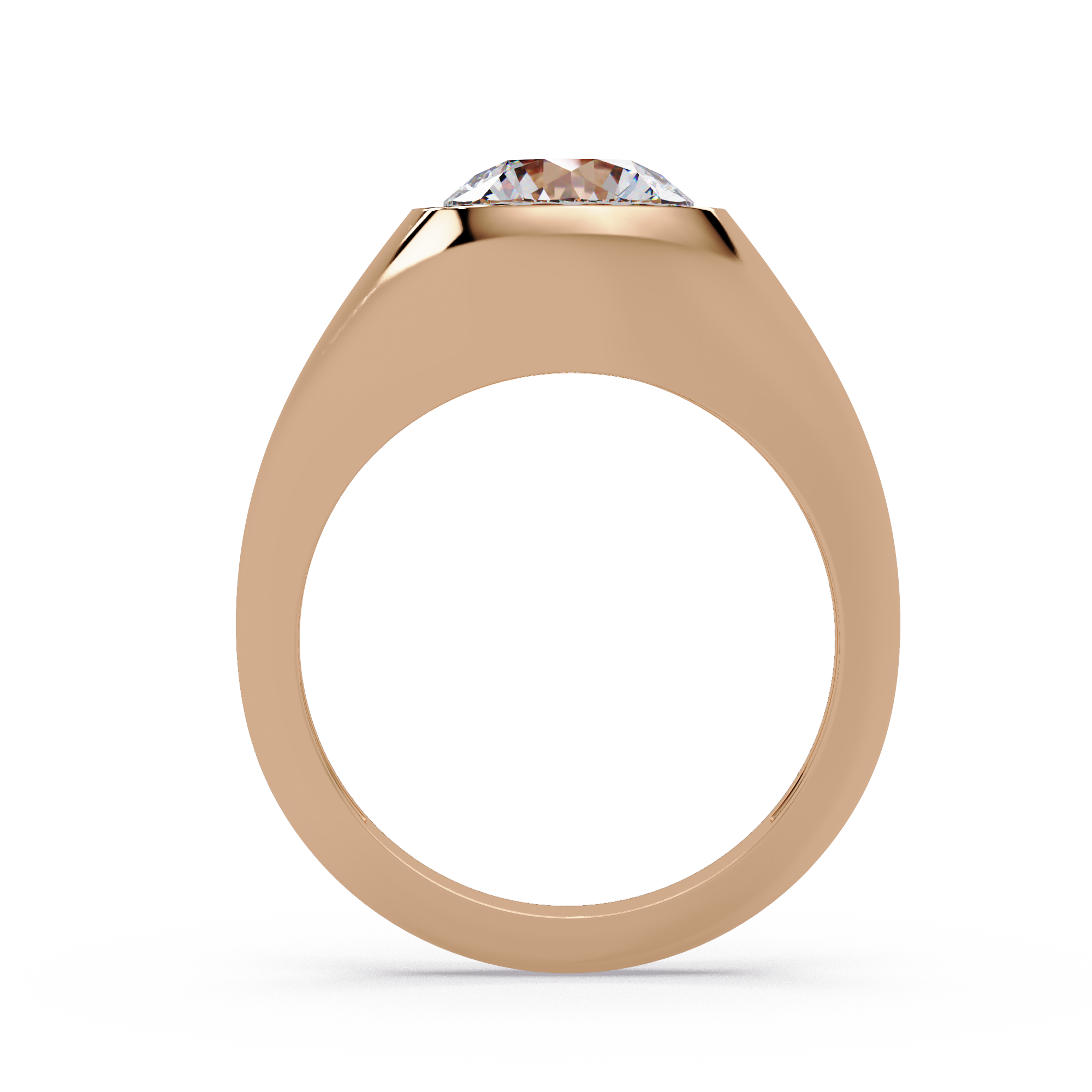 Round Cut Diamond Bezel Set Signet Ring