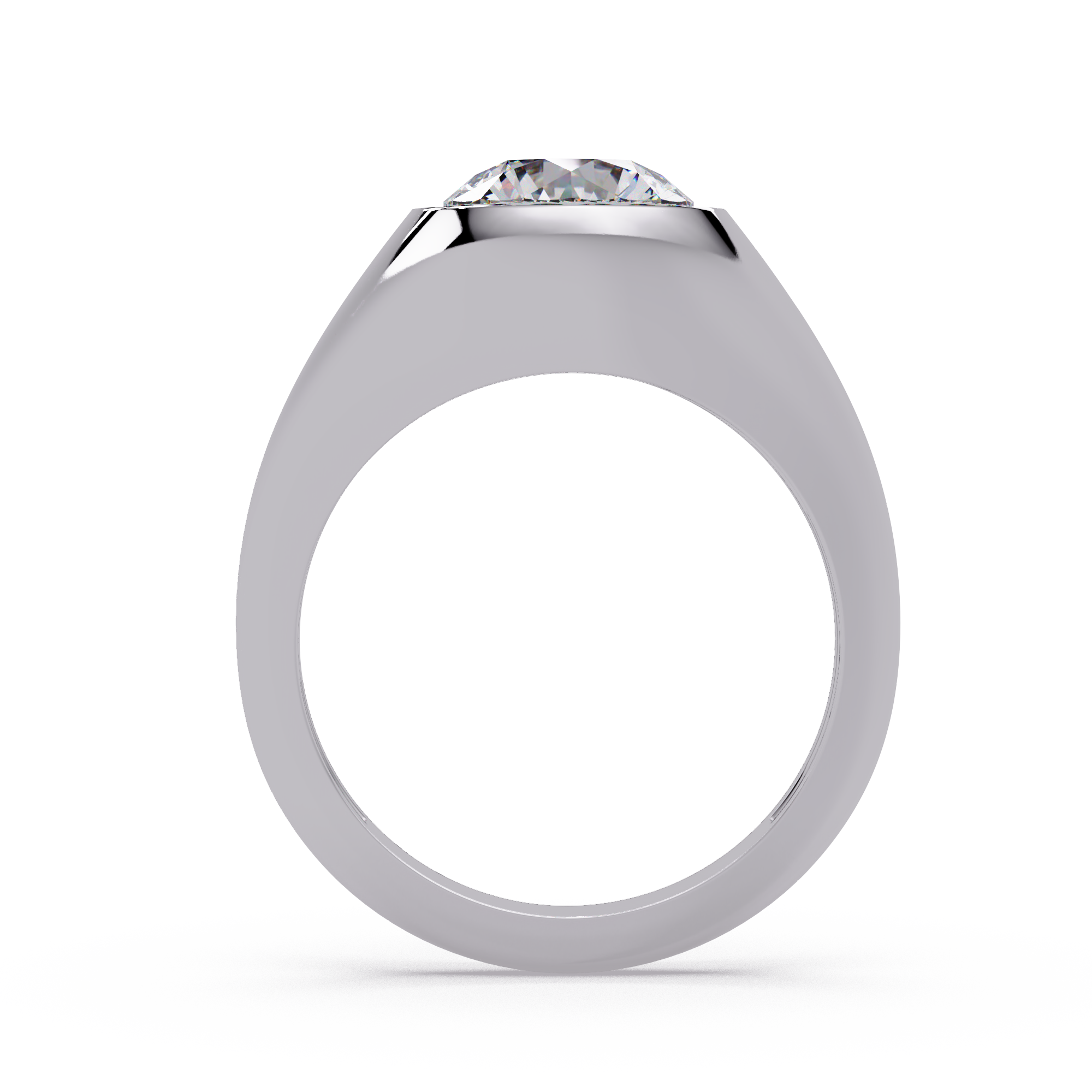 Round Cut Diamond Bezel Set Signet Ring